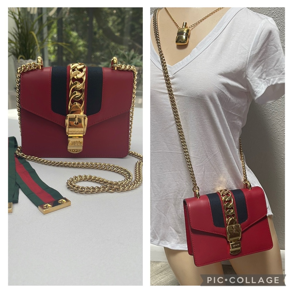 Authentic Gucci Sylvie Crossbody Bag with Chain Strap